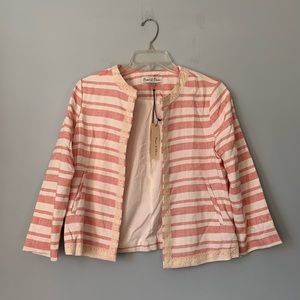 NEW Emma & Olivia Red White Striped Lace Jacket